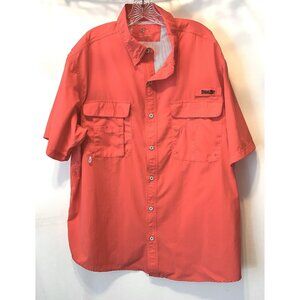 Worldwide Sportsman Short Sleeve Button Vented Fishing Shirt Coral Men’s Sz 2XL